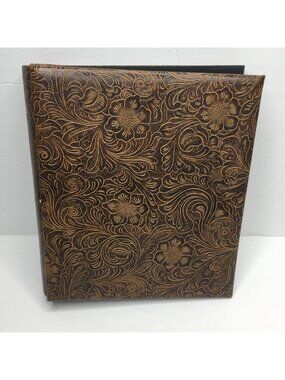 Embossed Brown Floral Photo Album Plastic Sleeves Card Photo Storage Durable